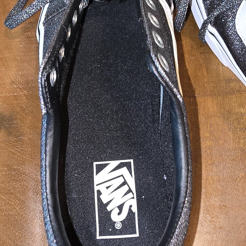 VANS Silver Lurex Glitter Old Skool Skate Shoe - Picture 5 of 16